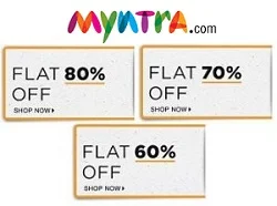 Flat 80% – 70% – 60% off at Myntra Fashion stores