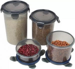 Bel Casa Lock & Store Round Polypropylene Grocery Container (Pack of 4)