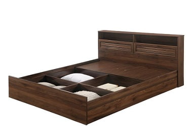 HomeTown Alyssa Queen Size Bed with Box Storage (Wenge)