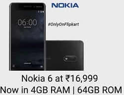 Nokia 6 (Matte Black, 64 GB)  (4 GB RAM)