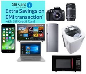 No Cost EMI on Mobile, TV, Large Appliances, Laptop with Credit Card