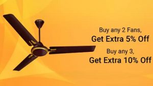Fans – up to 48% off + Buy 2 Get Extra 5% & Buy 3 Get Extra 10% off @ Flipkart
