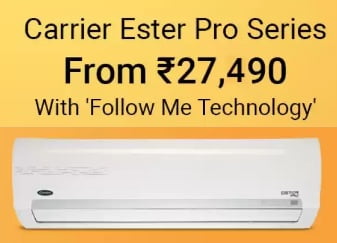Carrier Easter Pro Series AC – Minimum 30% off + 10% off with Standard Chartered Debit and Credit Cards @ Amazon