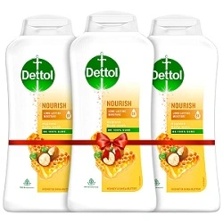 Dettol Body Wash and Shower Gel, Nourish (Pack of 3 - 250ml each) | Soap Free Bodywash