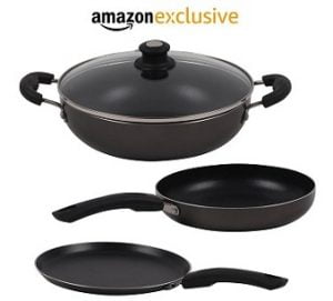 Lifelong Non-Stick 3-Piece Cookware Set (Induction and Gas Compatible) for Rs.1423 – Amazon