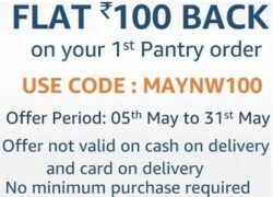 Amazon Pantry: Get Rs.100 Back on First Pre-paid Order