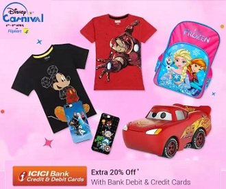 Disney Clothing Footwear Home Furnishing Toys & Accessories – Get Extra 20% off with ICICI Cards @ Flipkart