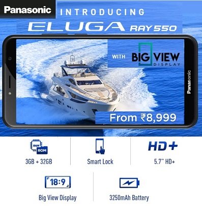 Panasonic Eluga Ray 550 (3 GB, 32 GB) with 5.7" HD+ Display