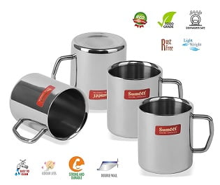 Sumeet Stainless Steel Double Wall Tea and Coffee Medium Mug (4Pcs x210 ml) for Rs.755 – Amazon