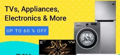 TV, Appliances, Electronics & more – Up to 60% off + Extra 10% Discount on All Debit / Credit Card & Net Banking @ Amazon (01st to 2nd March)
