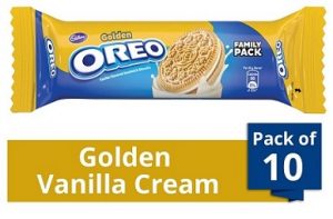 Cadbury Oreo Golden Vanilla Crème Biscuit, 120 gm (Pack of 10)