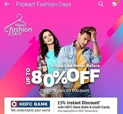 Flipkart Fashion: Up to 80% off on Clothing, Footwear & Accessories
