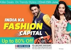 Up to 80% Discount on Mens & Womens Fashion Wear + Extra 15% off with HDFC Cards