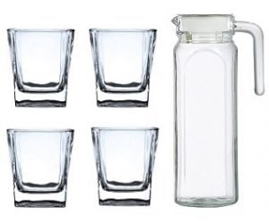 Glass Water Jug 1100 ml with Glass Set of 6