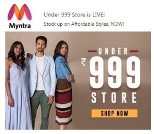 Myntra - Clothing, Footwear & Accessories under Rs.999