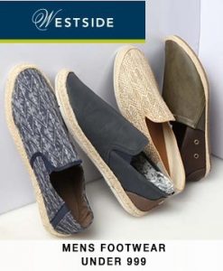 Westside Men’s Footwear under Rs.999 – Flat 30% – 70% off @ TATACLIQ