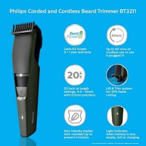 Philips DuraPower Beard Trimmer BT3211/15 - Corded & Cordless