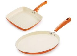 Nirlon Ceramic Cooking Pots & Pan Set, Heavy Guage 4mm Thick for Induction/Gas Stove Top