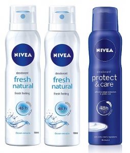 Nivea Fresh Natural Deodorant, 3x150ml with Protect and Care Deodorant 150ml for Rs.464 – Amazon