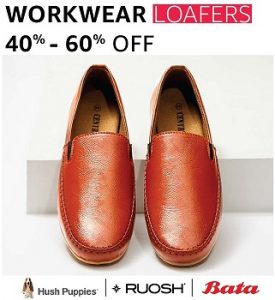 Loafers (Hush Puppies, Ruosh & Bata) - Flat 40% - 70% off