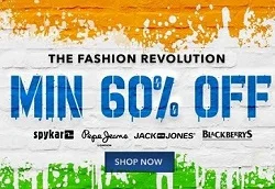 Minimum 60% off on Clothing, Footwear & Fashion Accessories