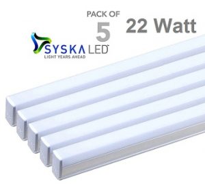 Syska T5 Cool Day Light 22 W LED Tube Lights (Set of 5) for Rs.1459 (Rs.292 each) @ Amazon