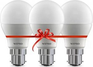 Wipro 9 W Standard B22 LED Bulb White, Pack of 3 for Rs.255 – Amazon
