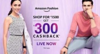 Amazon Fashion: Shop for Rs.1500 and Get Rs.300 Back (Valid on All Pre-paid Orders till 9th Sep)