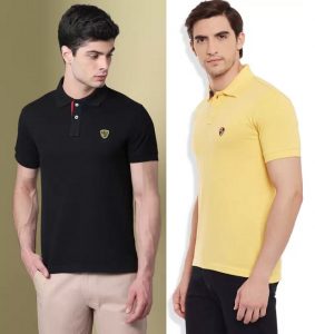 GHPC Solid Mens Polo Neck T-Shirt - Flat 60% off
