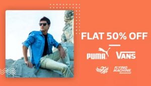 Flat 50% off on Mens Clothing, Footwear & Accessories