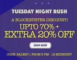 Myntra Tuesday Rush: Clothing | Footwear | Home Furnishing | Bags – Up to 70% Off + Extra 20% Off (Valid till 12 AM Today)