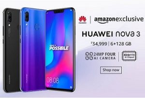 Huawei Nova 3 for Rs. 29,999 – Amazon