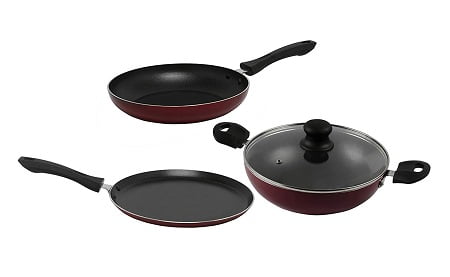 Renberg Aluminium Cookware Set 3-Pieces for Rs.949 – Amazon