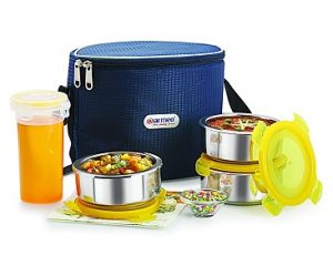 Warmeo Onix Stainless Steel Lunch Box, 400 ml Each Container, Set of 3 for Rs.890 – Amazon