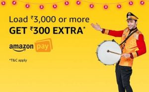 Add Minimum Rs. 3000 Balance & Get Rs.300 back as Amazon Pay Balance (valid till 8th Oct’18)