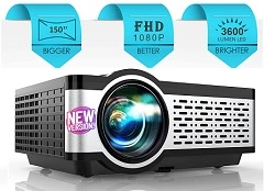 EGate i9 Pro-Max 1080p Native Full HD Projector 4k Support 150" Large Screen | VGA, AV, HDMI, SD Card, USB, Audio Out