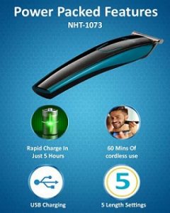 Nova NHT 1073 USB Cordless Trimmer for Men for Rs.629 with 2 Yrs Warranty – Flipkart
