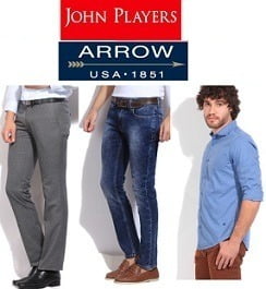 Minimum 50% Discount on Arrow, John Player, Wrangler, LEE, UCB & more Mens Clothing