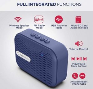 MuveAcoustics Box Portable Wireless Bluetooth Speaker with FM Radio, USB, Micro SD Card Slot, Mic