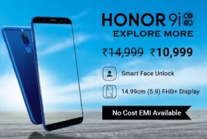 Honor 9i (64 GB, 4 GB RAM) for Rs.10,999 – Flipkart (Valid till 05th Jan)