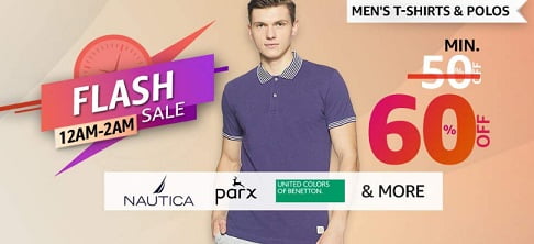 Top Brand Men’s T-Shirts & Polo – Min 60% off @ Amazon