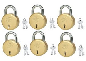 Harrison Steel 5 Levers Padlock with 2 Keys (Pack of 6) for Rs.244 – Amazon