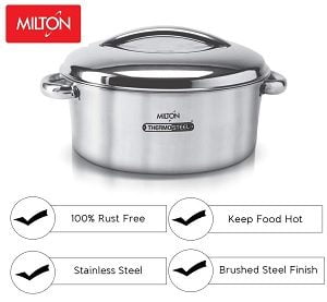 Milton Thermosteel Excel 2000 Casserole 2L Steel plain worth Rs.1506 for Rs.1199 – Amazon