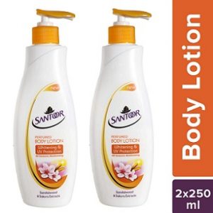 Santoor Body Lotion Whitening and UV Protection (250ml x 2)