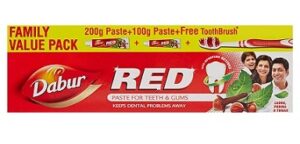 Dabur Red Ayurvedic Paste - Complete Dental Care - 300g with free Binaca Tooth Brush