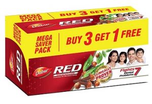 Dabur Red Paste, 150g each (Buy 3 Get 1 Free) worth Rs.300 for Rs.237 – Amazon