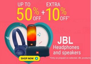 JBL Headphones & Speakers: Upto 50% off + Extra 10% off @ Flipkart