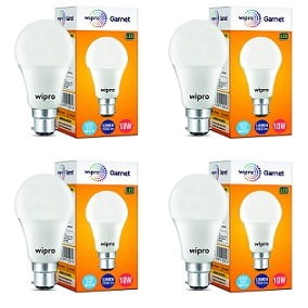 Wipro Garnet Base B22 10-Watt LED Bulb Pack of 4 for Rs.369 – Amazon