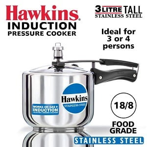 Hawkins Stainless Steel Tall Pressure Cooker 3 litres worth Rs.2650 for Rs.2305 – Amazon