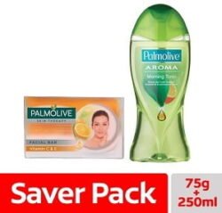 Palmolive Skin Therapy Soap Bar with Vitamin C & E – 75 gm with Palmolive Aroma Morning Tonic Shower Gel - 250ml